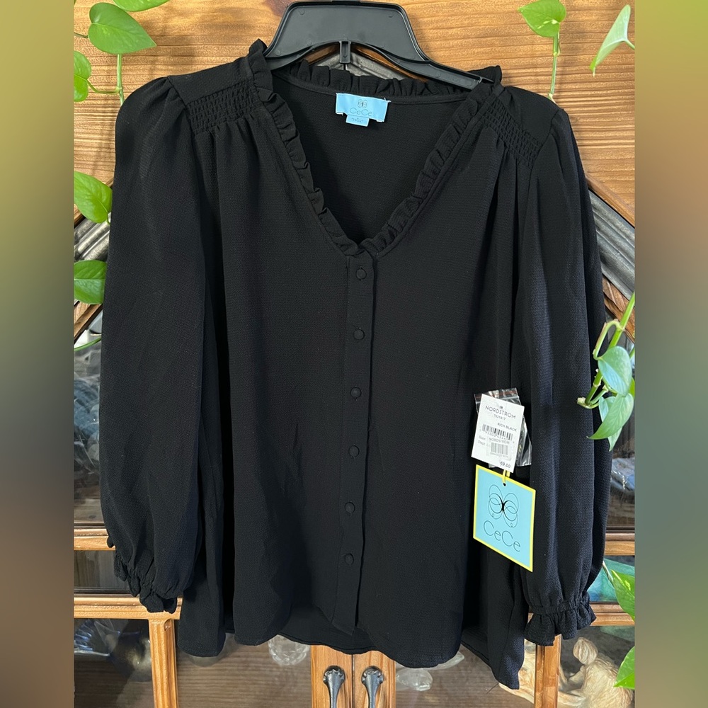 CeCe Black Women's Button-Up Top